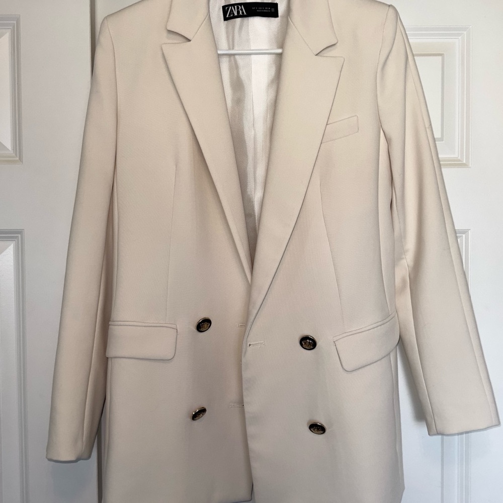 Zara Women's Cream Blazer - TAILORED DOUBLE BREASTED BLAZER
